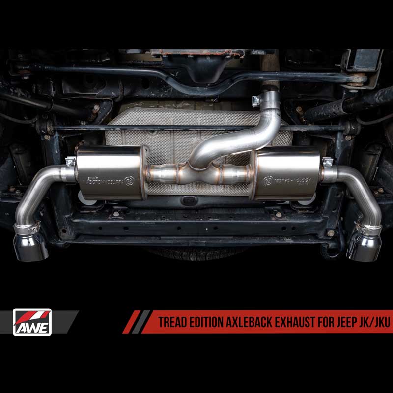 AWE Tuning | Tread Axle-Back Exhaust Black Tips - Wrangler (JK) 3.6L 2012-2018