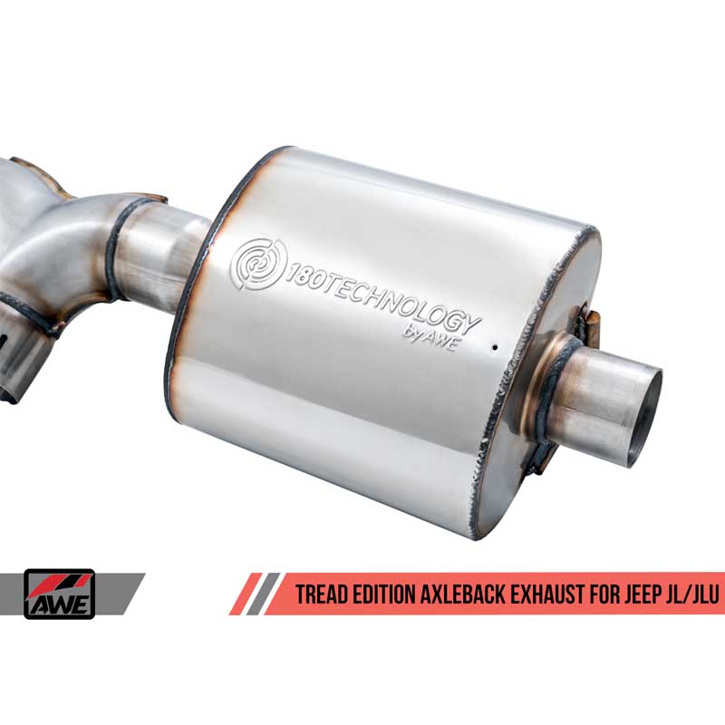 AWE Tuning | Tread Axle-Back Exhaust Black Tips - Wrangler (4xe) / Wrangler (JL) 2.0T / 3.6L 2018-2023