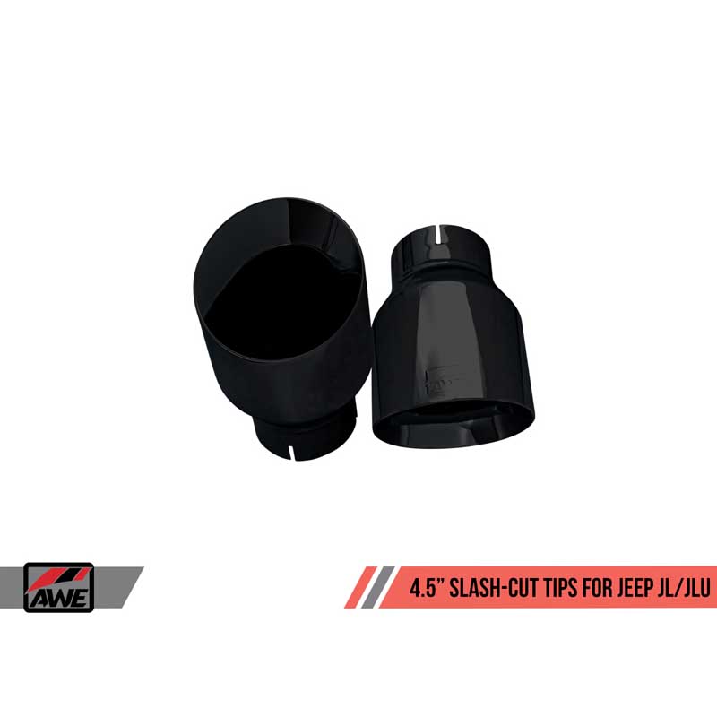 AWE Tuning | Tread Axle-Back Exhaust Black Tips - Wrangler (4xe) / Wrangler (JL) 2.0T / 3.6L 2018-2023