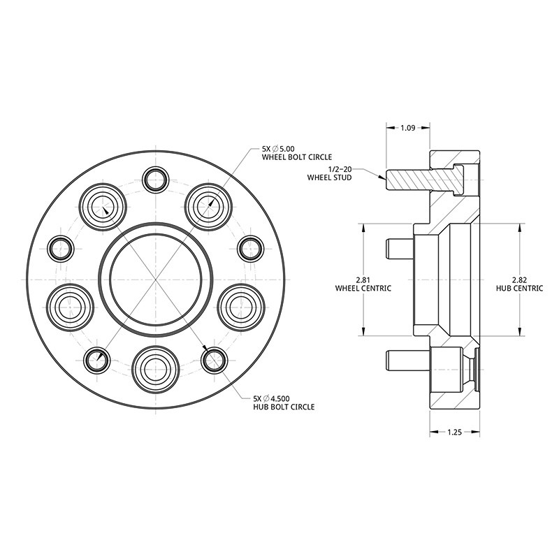 SPIDERTRAX | Wheel Adapter 1.25in 5x114.3 to 5x127 - JEEP TJ / LJ / YJ / XJ / ZJ / KJ