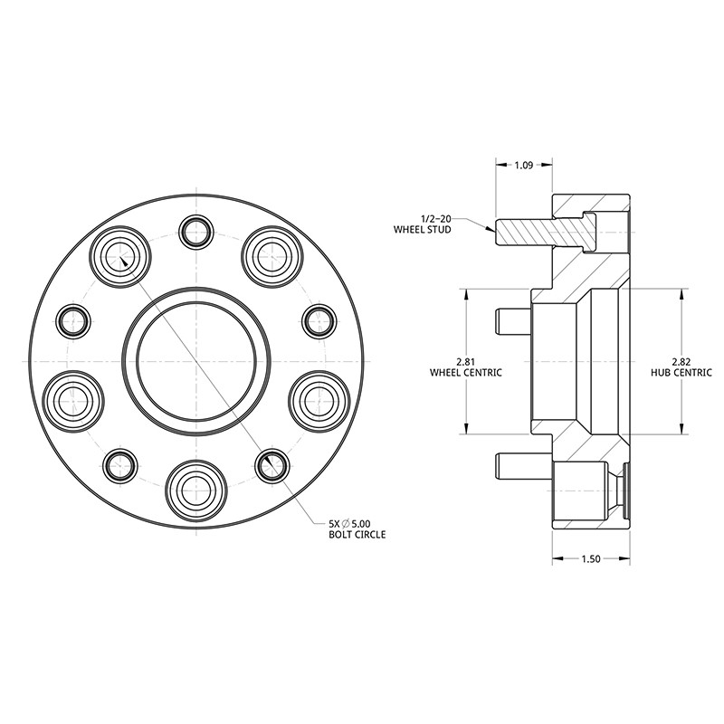 SPIDERTRAX | Wheel Spacer 1.5in BLACK - JEEP Wrangler / Commander / Grand Cherokee