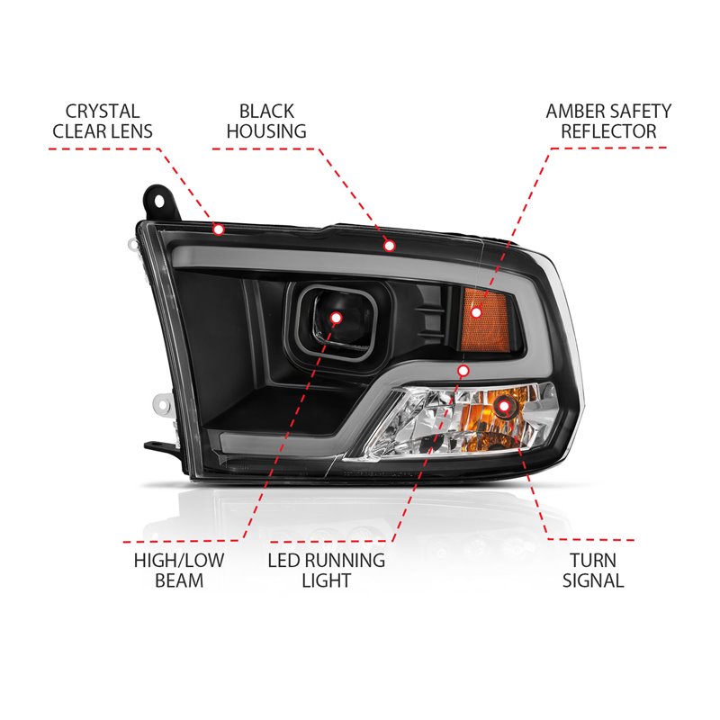 ANZO | Projector Headlight Set w/Halo - Ram 1500 / Classic / 2500 / 3500 2009-2023