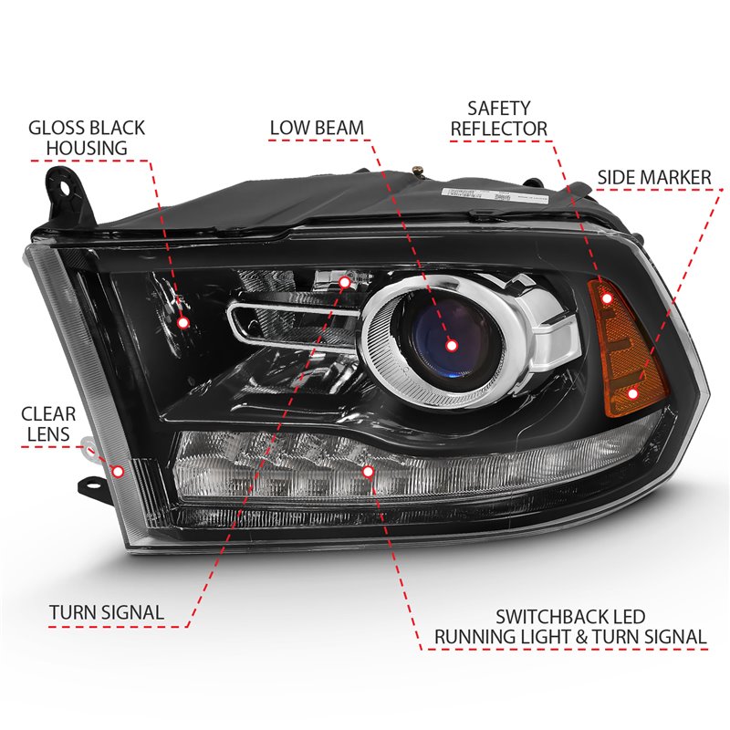 ANZO | Projector Headlight Set w/Halo - Ram 1500 / Classic / 2500 / 3500 2009-2023