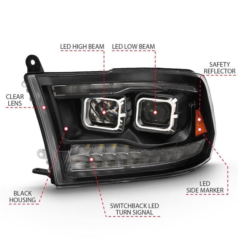 ANZO | LED Projector Headlight - Ram 1500 / Classic / 2500 / 3500 2009-2023
