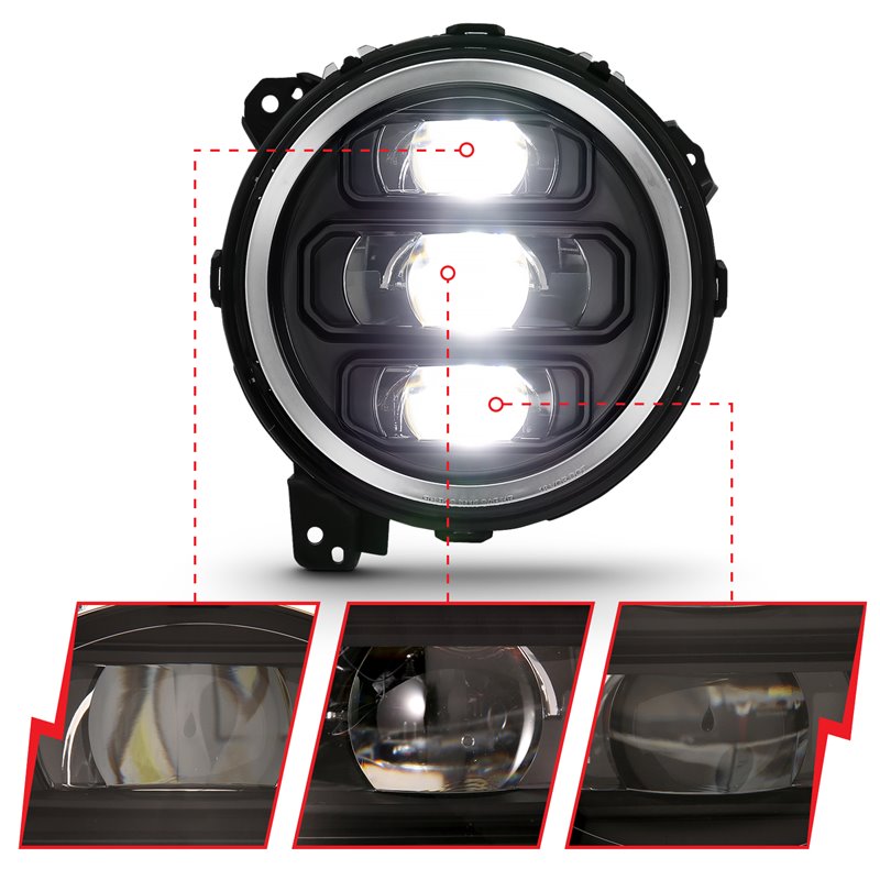 ANZO | LED Projector Headlight - Gladiator / Wrangler (JL) 2018-2023