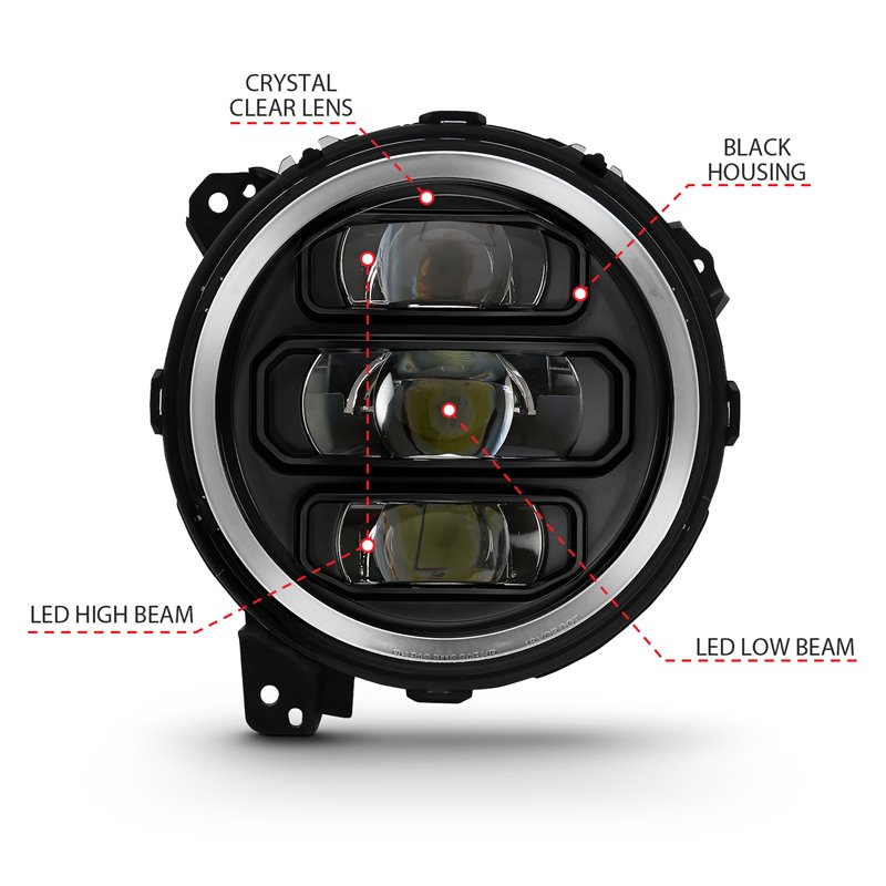ANZO | LED Projector Headlight - Gladiator / Wrangler (JL) 2018-2023