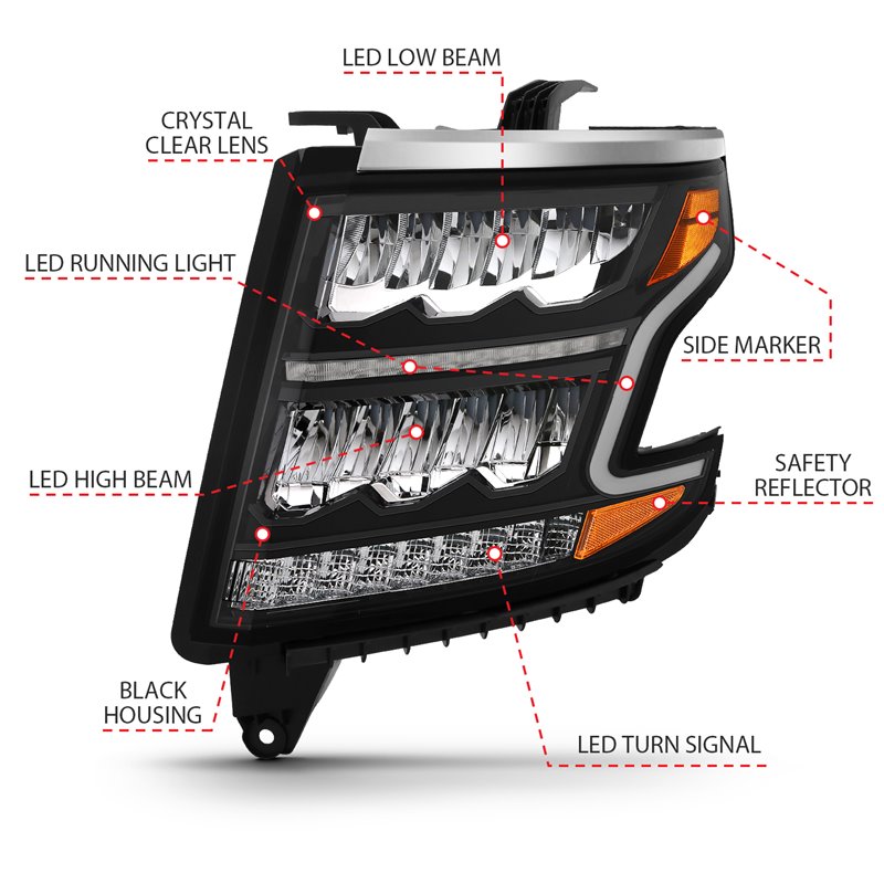 ANZO | LED Crystal Headlight - Suburban / Tahoe 5.3L / 6.2L 2015-2020