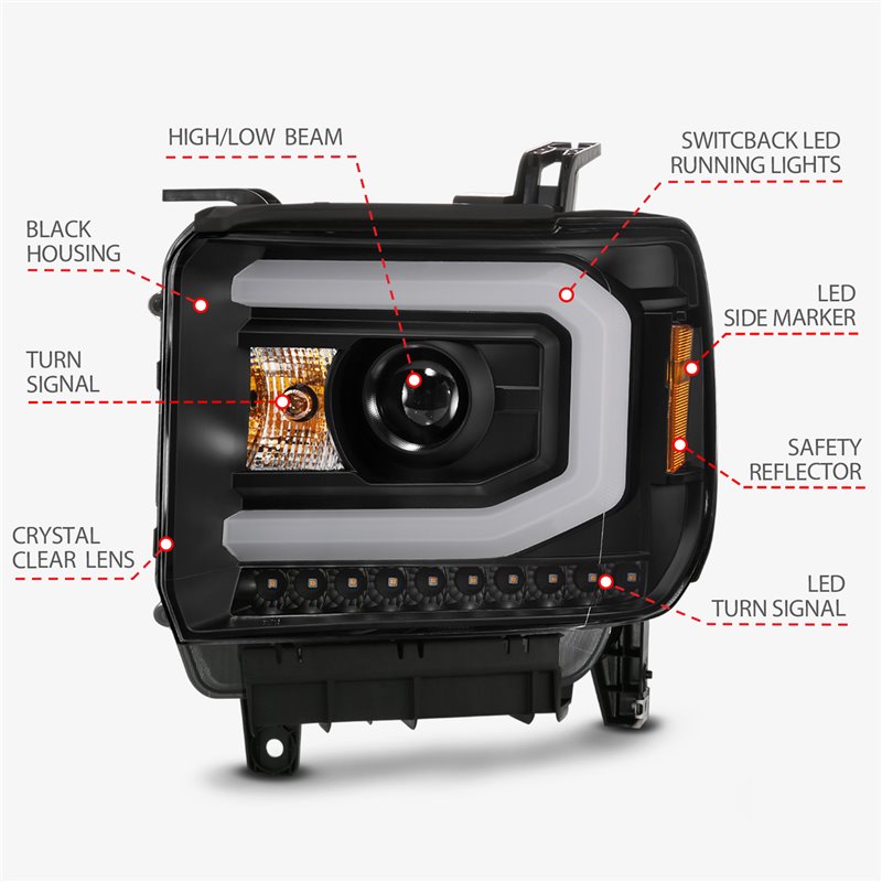 ANZO | Projector Headlight Set - Sierra 1500 / 2500 HD / 3500 HD / SLE 2014-2019
