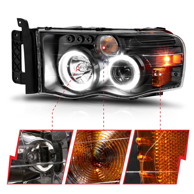 ANZO | Projector Headlight Set w/Halo - Ram 1500 / 2500 / 3500 2002-2005