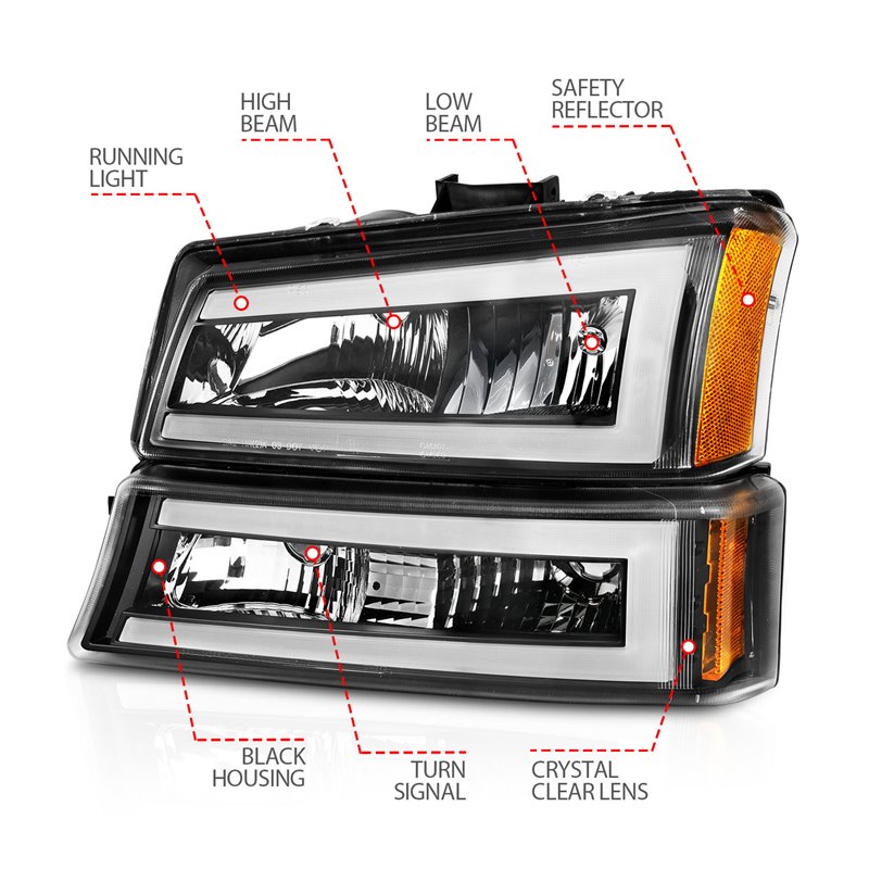 ANZO | Crystal Headlight Set - Chevrolet 2003-2007