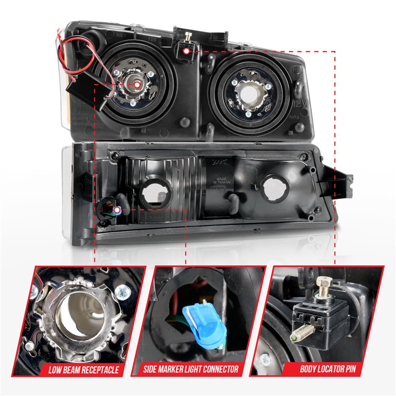 ANZO | Crystal Headlight Set - Chevrolet 2003-2007