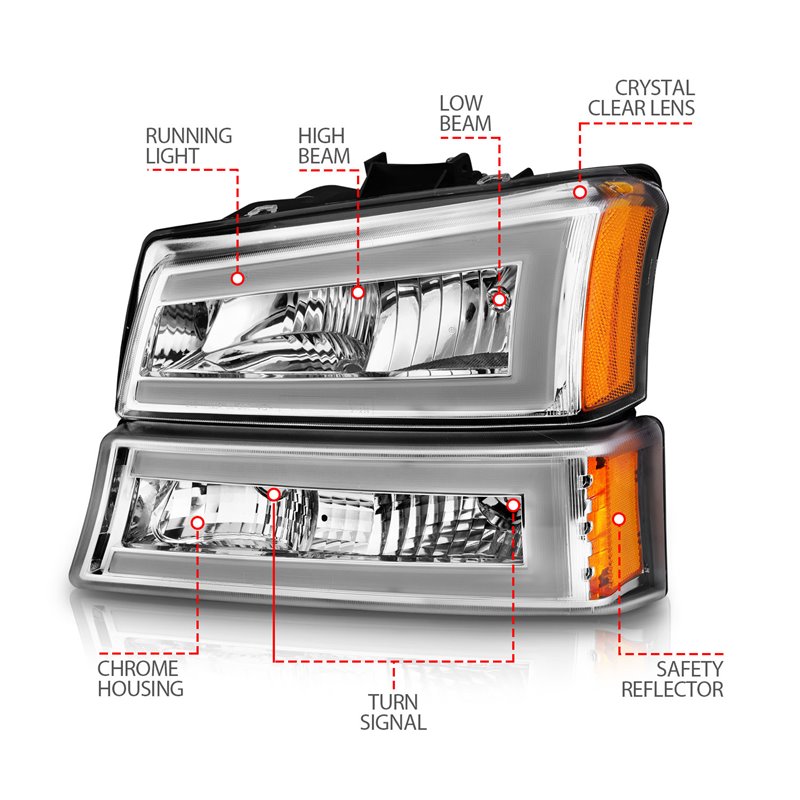 ANZO | Crystal Headlight Set - Chevrolet 2003-2007