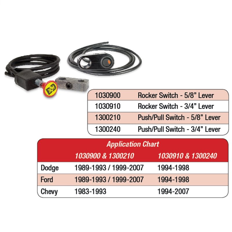 BD Diesel | Exhaust Brake Push/Pull Switch Kit - Ram 2500 / 3500 / F-250 / F-350 2000-2017