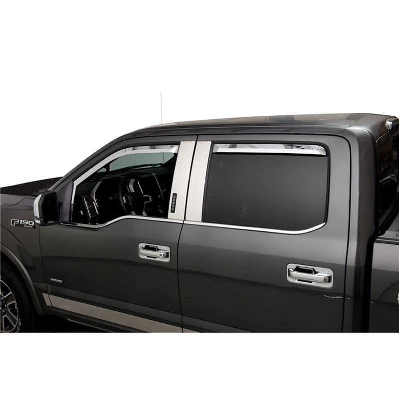 Putco | Element Chrome Window Visor In Channel - F-150 / F-250 / F-350 2015-2022