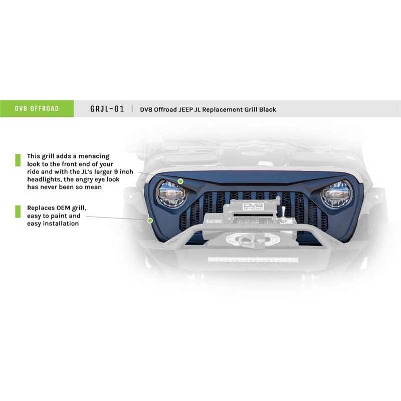 DV8 Offroad | Replacement Grille - Gladiator / Wrangler (JL) / (4xe) 2018-2022